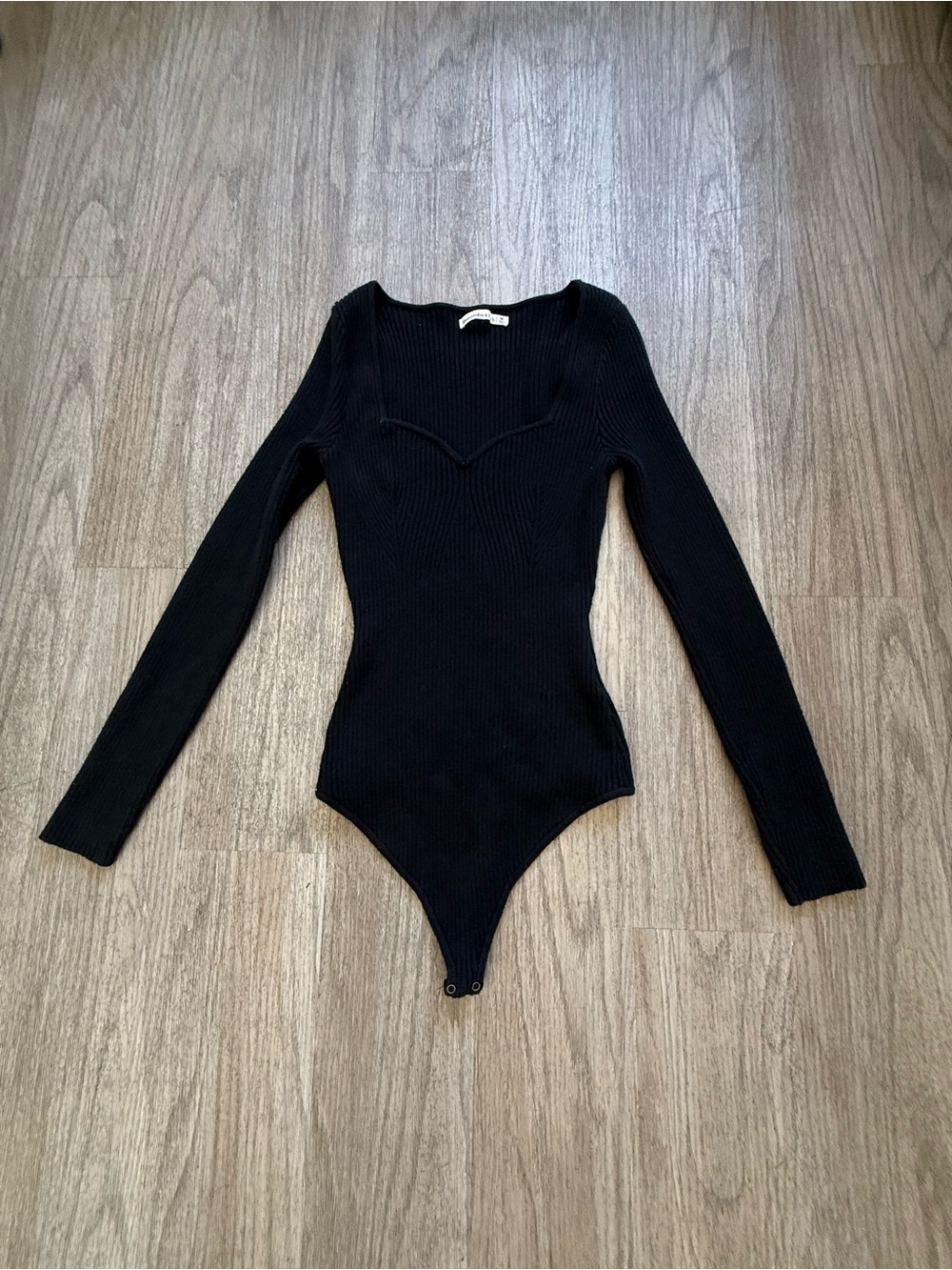 Abercrombie & Fitch - Black Ribbed Long-Sleeve Bodysuit Sweater - Women